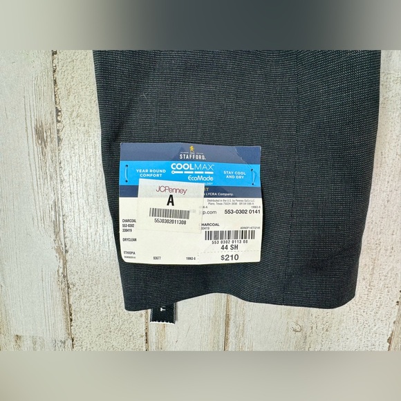 Stafford Blazer Men's 44S Charcoal Gray CoolMax Classic Suit Jacket 2-Button NWT - Picture 6 of 13